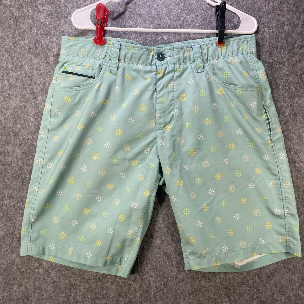 William Murray Shorts Mens 34 Green Floral Chino Performance Golf Straight Fit